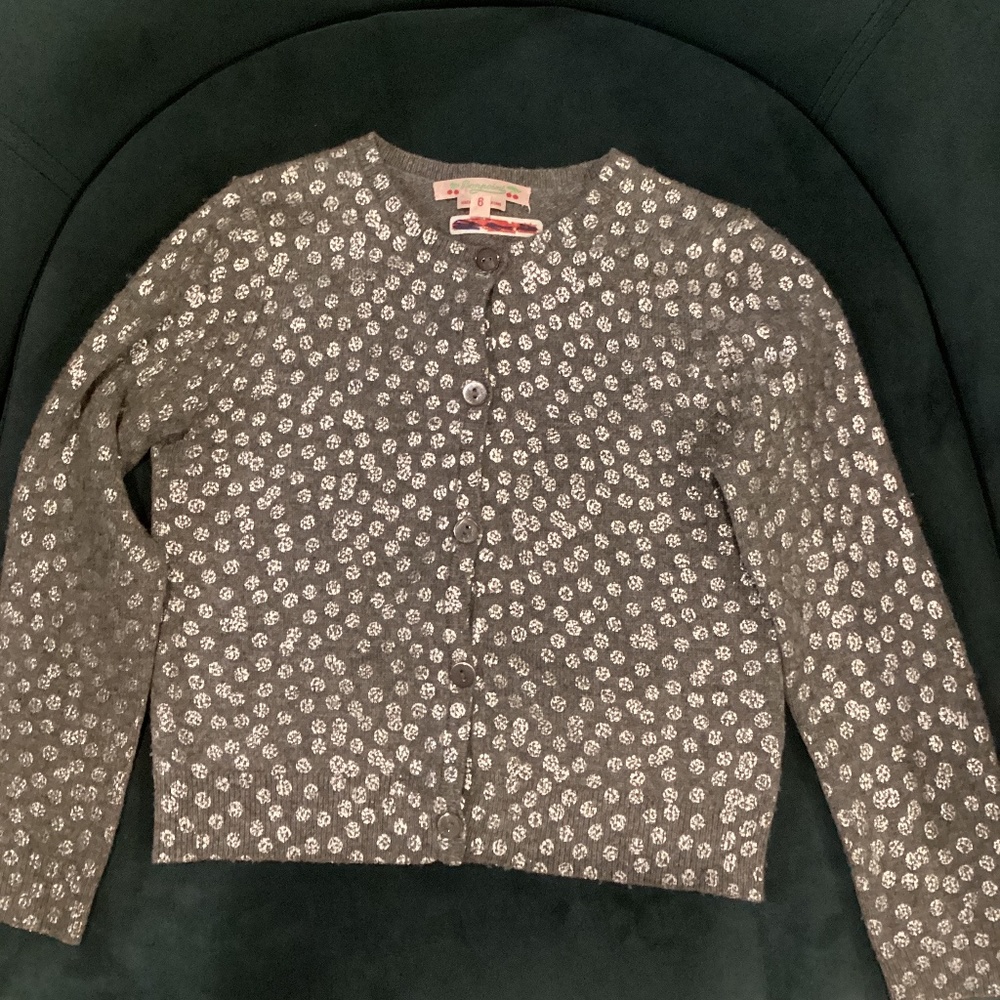 Silver/grey Bonpoint cashmere cardigan, girls 6